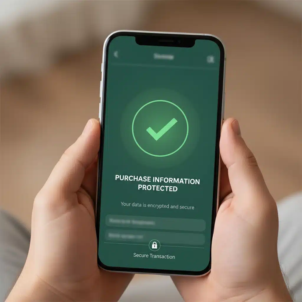 Secure online transaction protecting purchase information on a smartphone