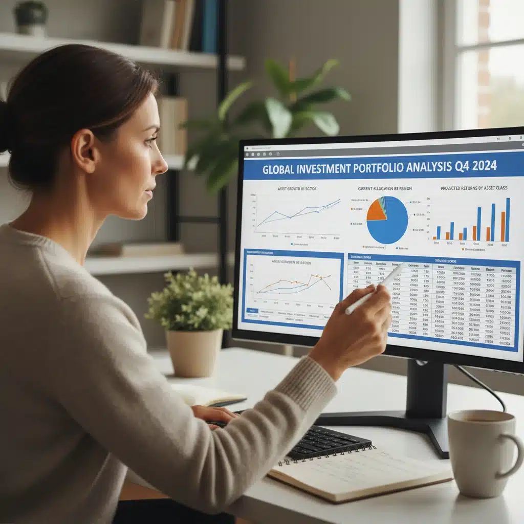 Person analyzing investment portfolio on a computer screen, demonstrating active financial management.